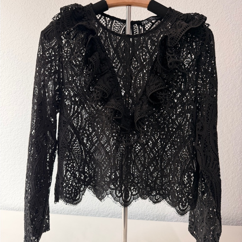 ZARA Black Lace Blouse – Romantic Gothic  ✨